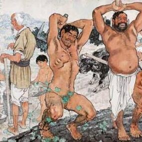 Xu Beihong painting of The Foolish Old Man Removes the Mountains.