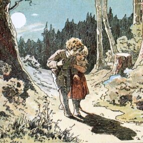 Illustration associated with the German folktale Hansel and Gretel.