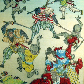 Public-domain 1885 illustration of Momotaro.