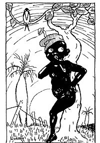 Public-domain 1918 ink illustration of Saci-Pererê by Brazilian writer and artist Monteiro Lobato.