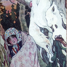 Public-domain pre-1917 postcard illustration of the Russian folktale Morozko by Nikolay Matorin.
