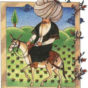 Seventeenth-century miniature of Nasreddin Hodja from the Topkapi Palace Museum tradition.