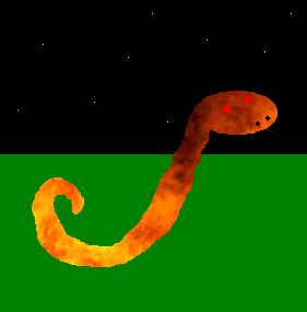 Freely licensed illustration of Boitatá, the fire serpent of Brazilian folklore.