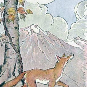 Public-domain 1919 illustration by Milo Winter for Aesop's The Fox and the Grapes.