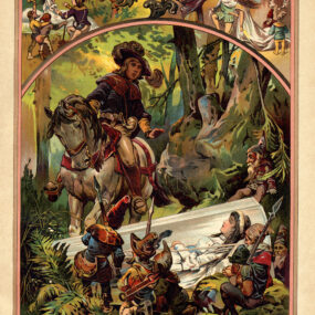 Public-domain illustration of Snow White from a German children's fairy-tale book, circa 1919.