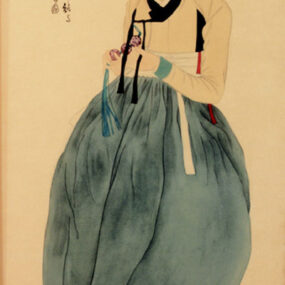 Joseon-era painting of a young Korean woman, used to represent Sim Cheong.