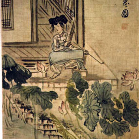 Joseon-era painting of a woman by a lotus pond, used as a traditional-art feature image.
