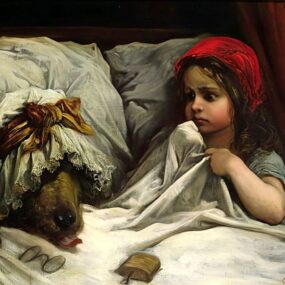 Public-domain nineteenth-century Gustave Doré illustration of Little Red Riding Hood.