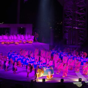 A performance depicting the legend of the Zapotec princess Donají during Oaxaca's Guelaguetza celebrations.