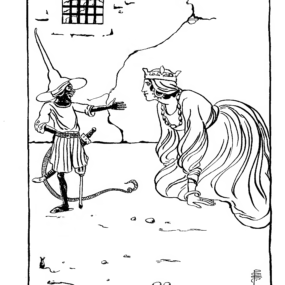 Public-domain 1899 illustration by Pamela Colman Smith, used as representative historical artwork for an Ashanti folktale.