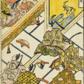 Traditional Japanese woodblock illustration of Kaguya Hime.