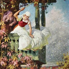 Public-domain Otto Kubel illustration of the German fairy tale Mother Holle.