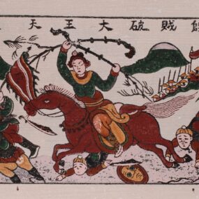 Traditional Đông Hồ-style image of Phù Đổng Thiên Vương, Saint Gióng.